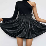 Women’s Pleated Faux Leather Skirt