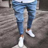 Men's Stretchy Ripped Biker Jeans
