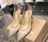 Women’s Mesh Rhinestone Pointed Toe High Heels
