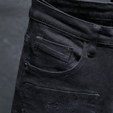 Men's Black Ripped Stretch Jeans