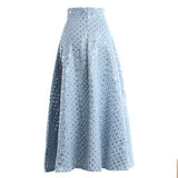 Women’s Mid-Length High Waist Embroidered Sequins Skirt