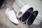 Women’s Casual White Leather Canvas Sneakers