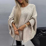 Women’s Winter Oversized Batwing Sleeve Knitted Pullover Sweater