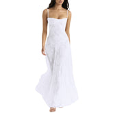 Women’s Elegant Summer Lace Suspender Strapless Long Evening Dress