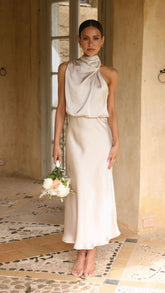 Women’s Sleeveless Halter Neck Summer Evening Dress Elegant Style