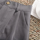 Women’s Solid Color Wide-Leg Roll-Up Casual Shorts