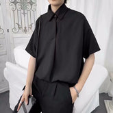 Men's Loose Fit Solid Short Sleeve Pullover Shirt