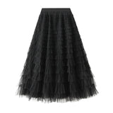 Women’s White Gauze Pleated Cake Skirt
