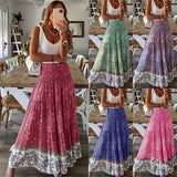 Women’s High Waist Printed Casual Long Skirt