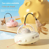 Smart Electric UFO Cat Teaser Toy with Bell & Replaceable Feather