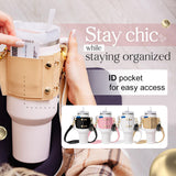 PU Leather Water Bottle Handle & Shoulder Strap – 30–40oz Tumbler Sling Accessory