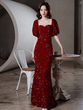 Women’s Red Fishtail Bridal Dress Elegant Toast Style
