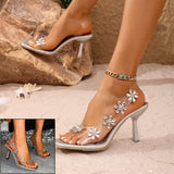 Women’s Transparent PVC Rhinestone Slingback High Heel Sandals