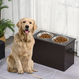 Raised Pet Feeding Station with 2 Stainless Steel Bowls for Large Dogs