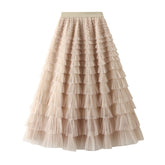 Women’s White Gauze Pleated Cake Skirt