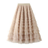 Women’s White Gauze Pleated Cake Skirt