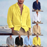 Men’s Linen Loose Fit Solid Color Lapel Shirt
