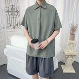 Men's Loose Fit Solid Short Sleeve Pullover Shirt