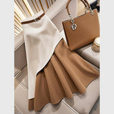 Women’s Winter Brown Contrast A-Line Skirt