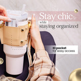 PU Leather Water Bottle Handle & Shoulder Strap – 30–40oz Tumbler Sling Accessory