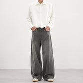 Men's Basic Washed Gray Denim Jeans