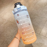 2000ml Cute Water Bottle with Straw & Stickers – Portable Scale Bottle