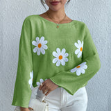 Women’s Loose Batwing Sleeve Embroidered One-Shoulder Sweater