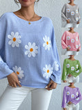 Women’s Loose Batwing Sleeve Embroidered One-Shoulder Sweater