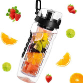 32oz Fruit Infuser Water Bottle – BPA-Free Plastic Sports Juice Shaker with Infuser