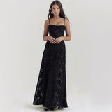 Women’s Elegant Summer Lace Suspender Strapless Long Evening Dress
