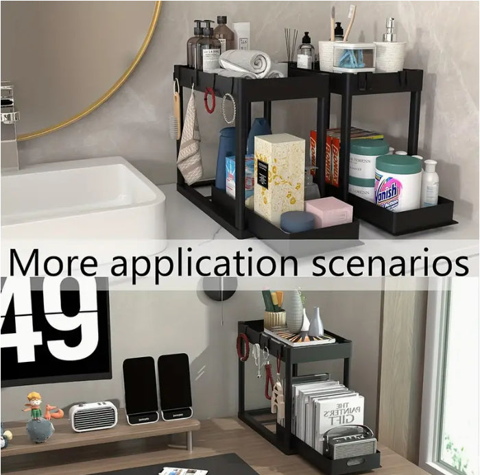Double-Tier Sink Storage Rack with Drainage