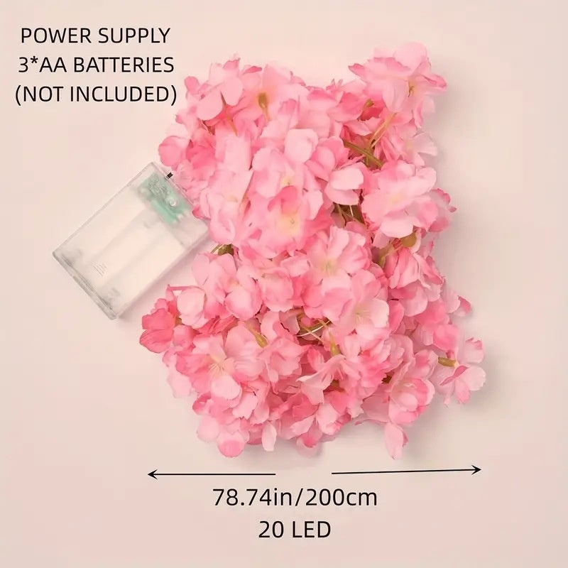 LED Cherry Blossom Rattan String Lights – Decorative Simulation Flower Lighting Chain