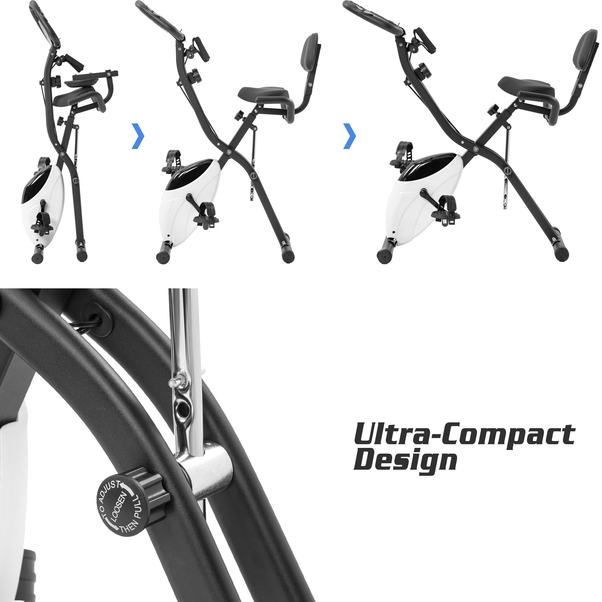Folding Upright & Recumbent Exercise X-Bike with 16-Level Resistance, Arm Bands & Backrest