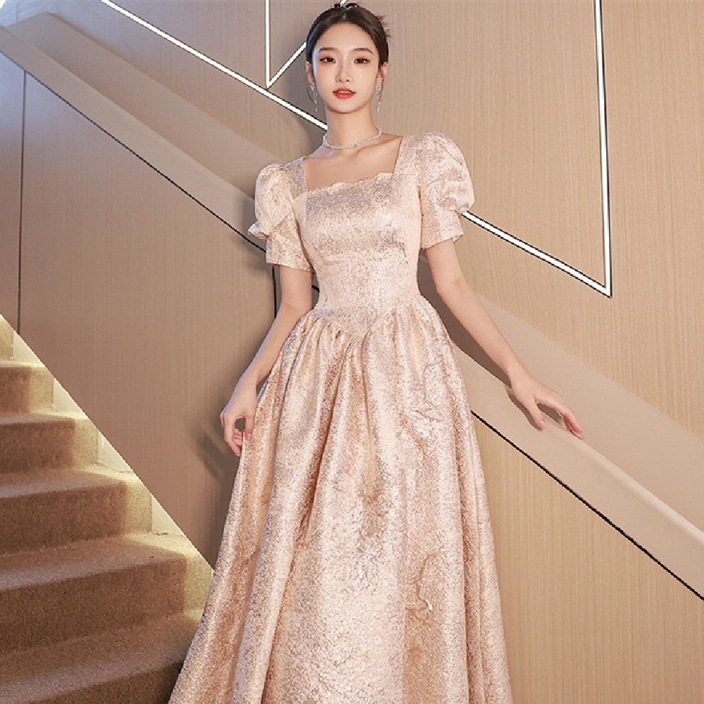 Women’s Champagne Evening Dress Elegant Formal Gown