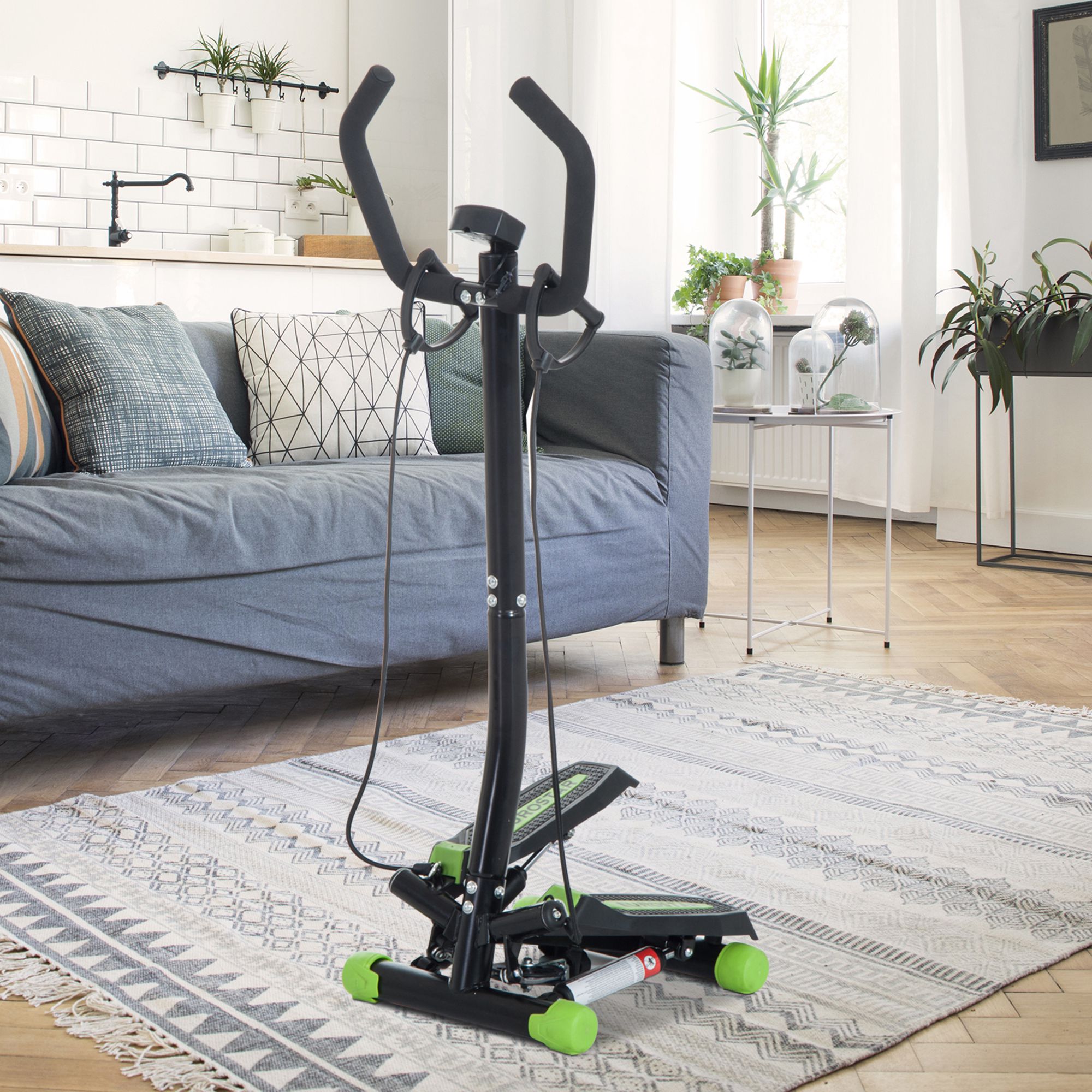 Twister Stepper with Resistance Bands, LCD Display & Handlebar – Home & Office Workout Machine