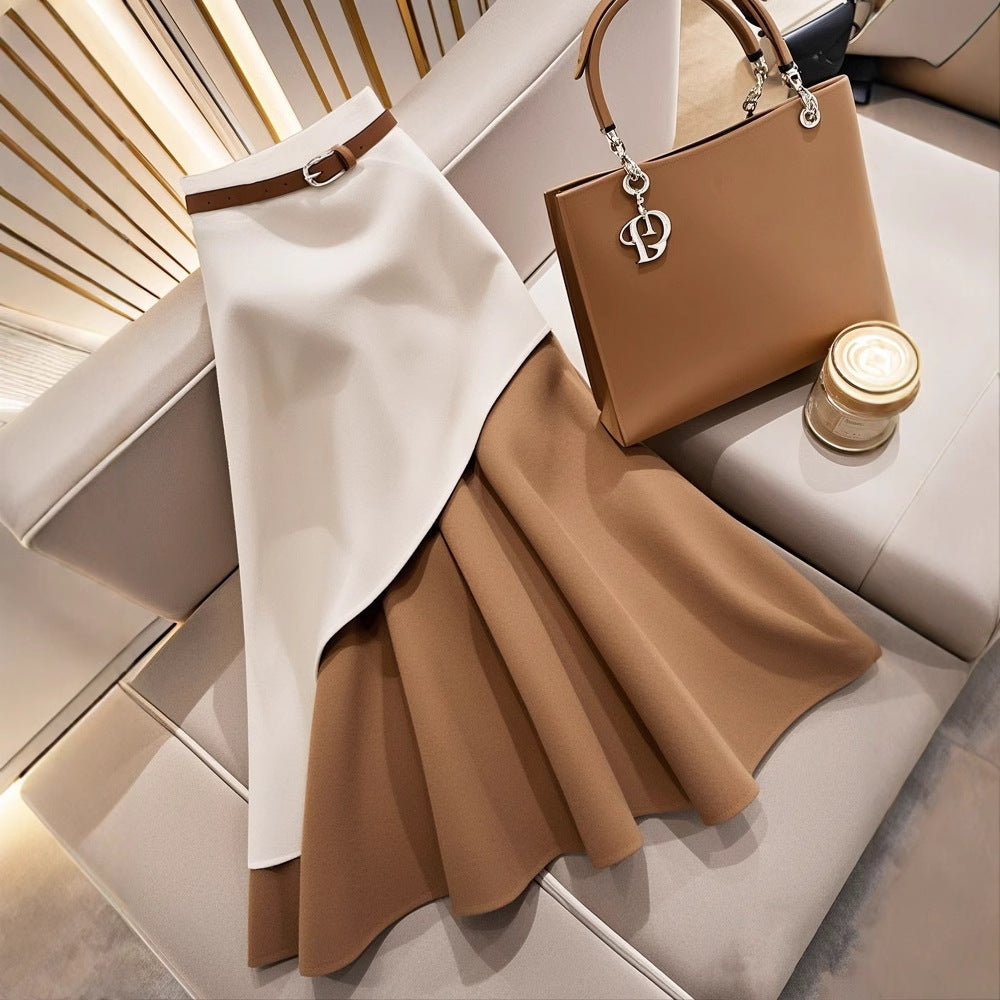 Women’s Winter Brown Contrast A-Line Skirt