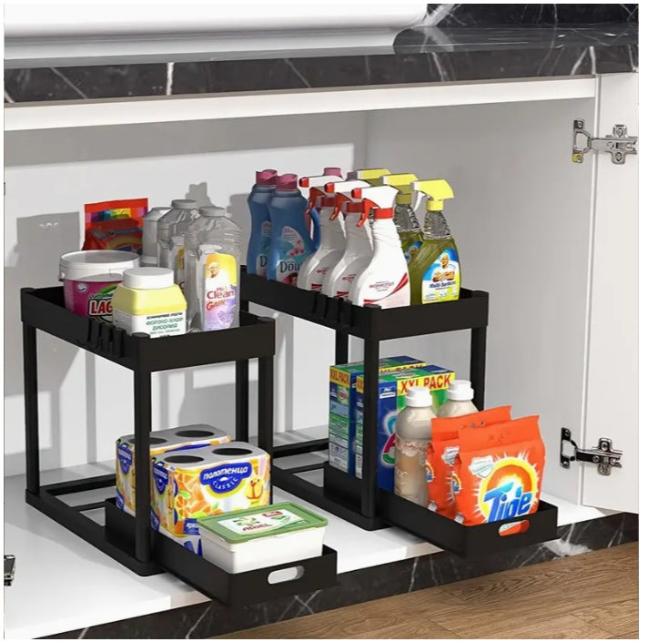 Double-Tier Sink Storage Rack with Drainage