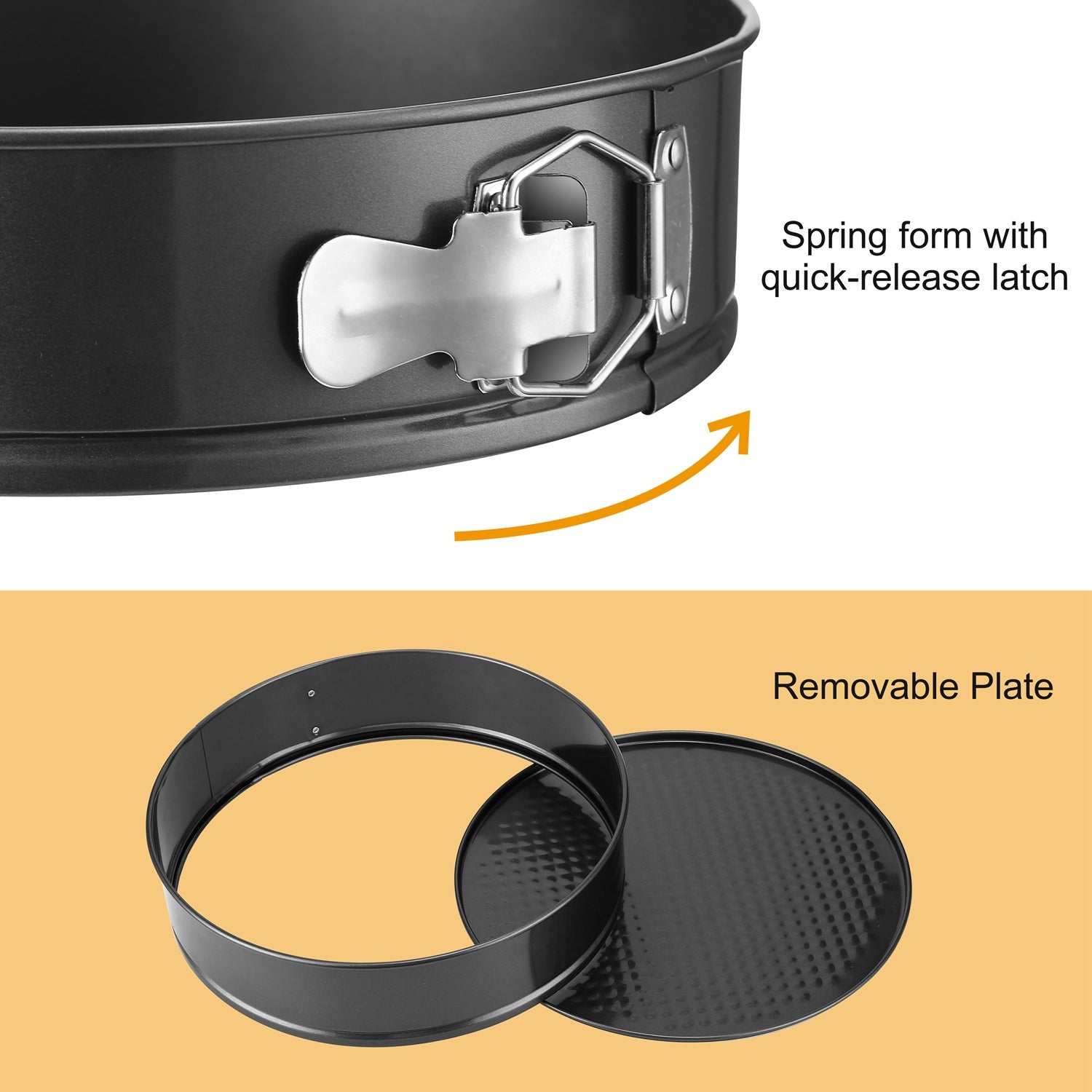 3-Piece Non-Stick Springform Cake Pan Set (9–11 Inch)