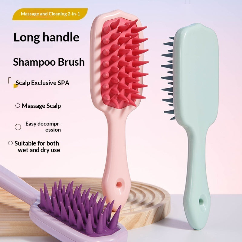 Long Handle Silicone Head Massage Comb for Relaxation
