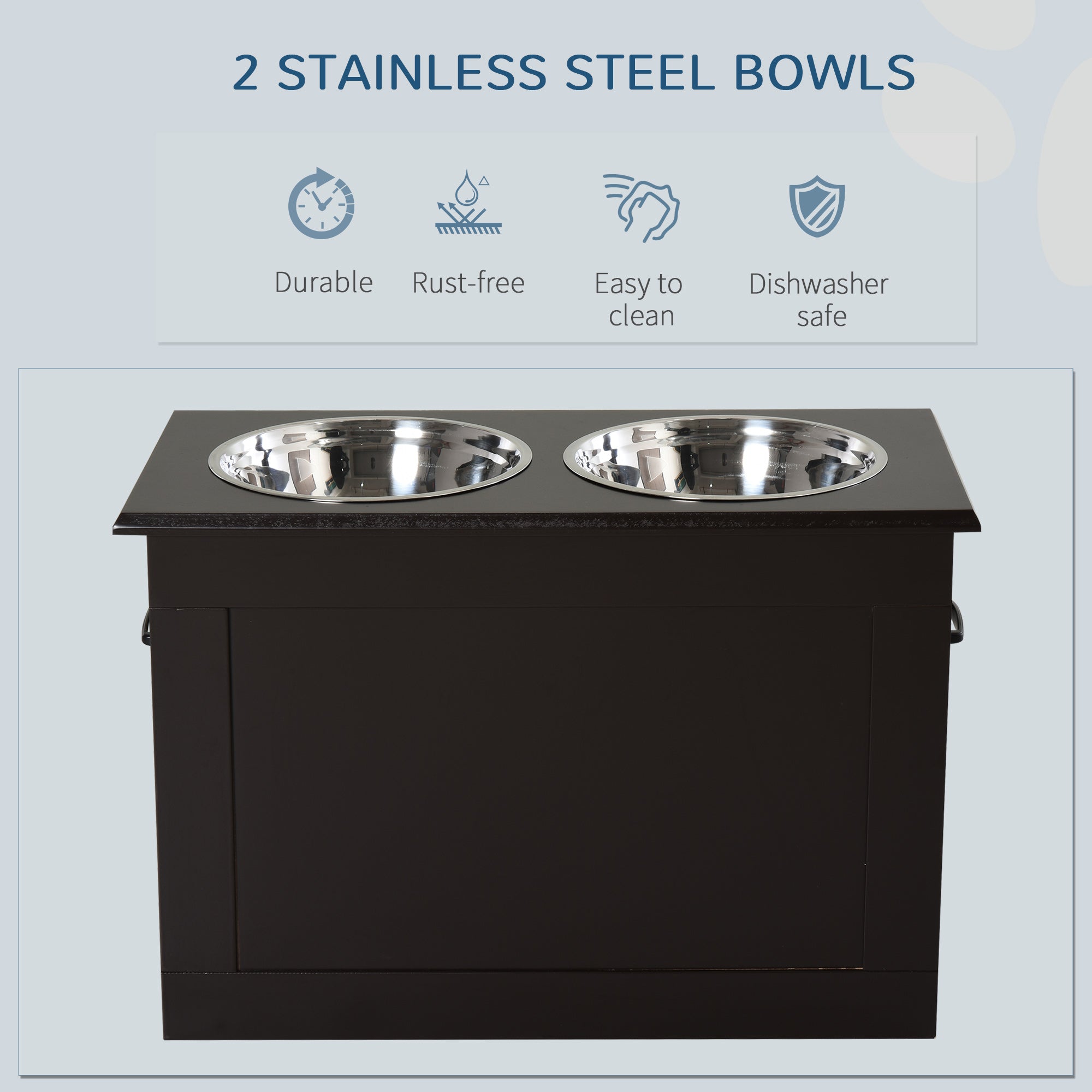 Raised Pet Feeding Station with 2 Stainless Steel Bowls for Large Dogs