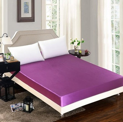 Summer Ice Silk Bed Cover Set – Solid Color Bedding with Pillowcases