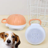 Silicone Dog Scrubber & Bath Brush with Shampoo Dispenser for Pet Grooming