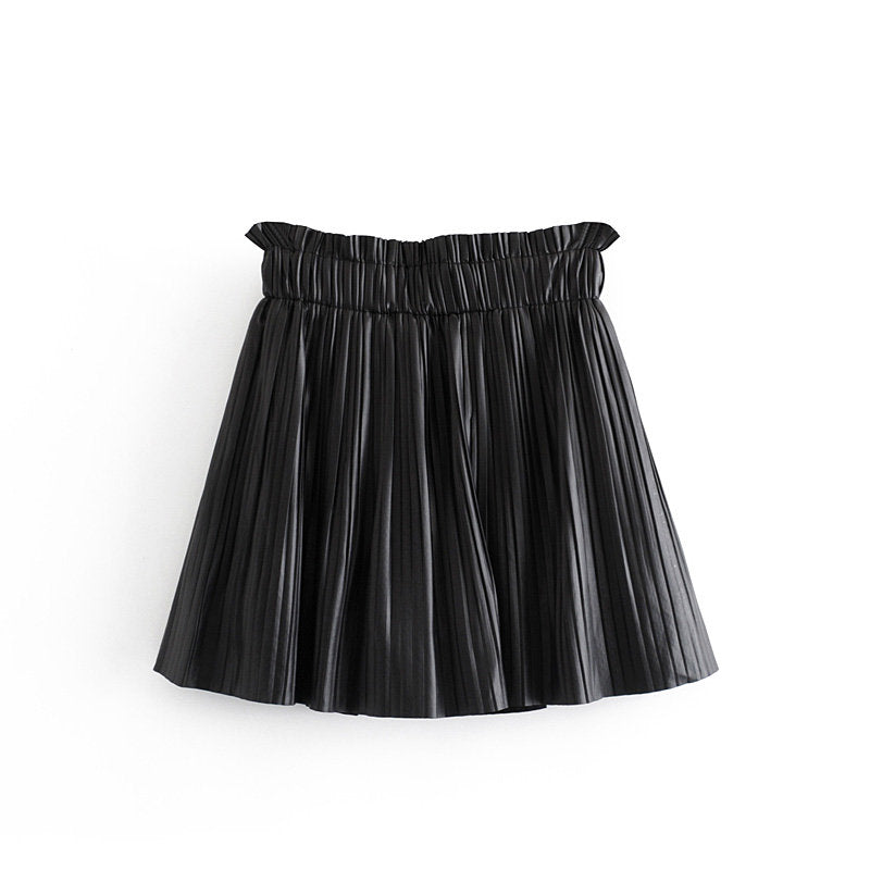 Women’s Pleated Faux Leather Skirt