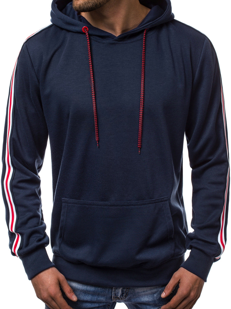 Men’s Fashion Line Splicing Hoodie Jumper