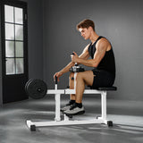 Adjustable Steel Seated Calf Raise Machine – Strength Training Gym Equipment, White