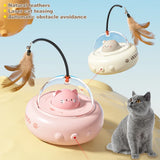 Smart Electric UFO Cat Teaser Toy with Bell & Replaceable Feather