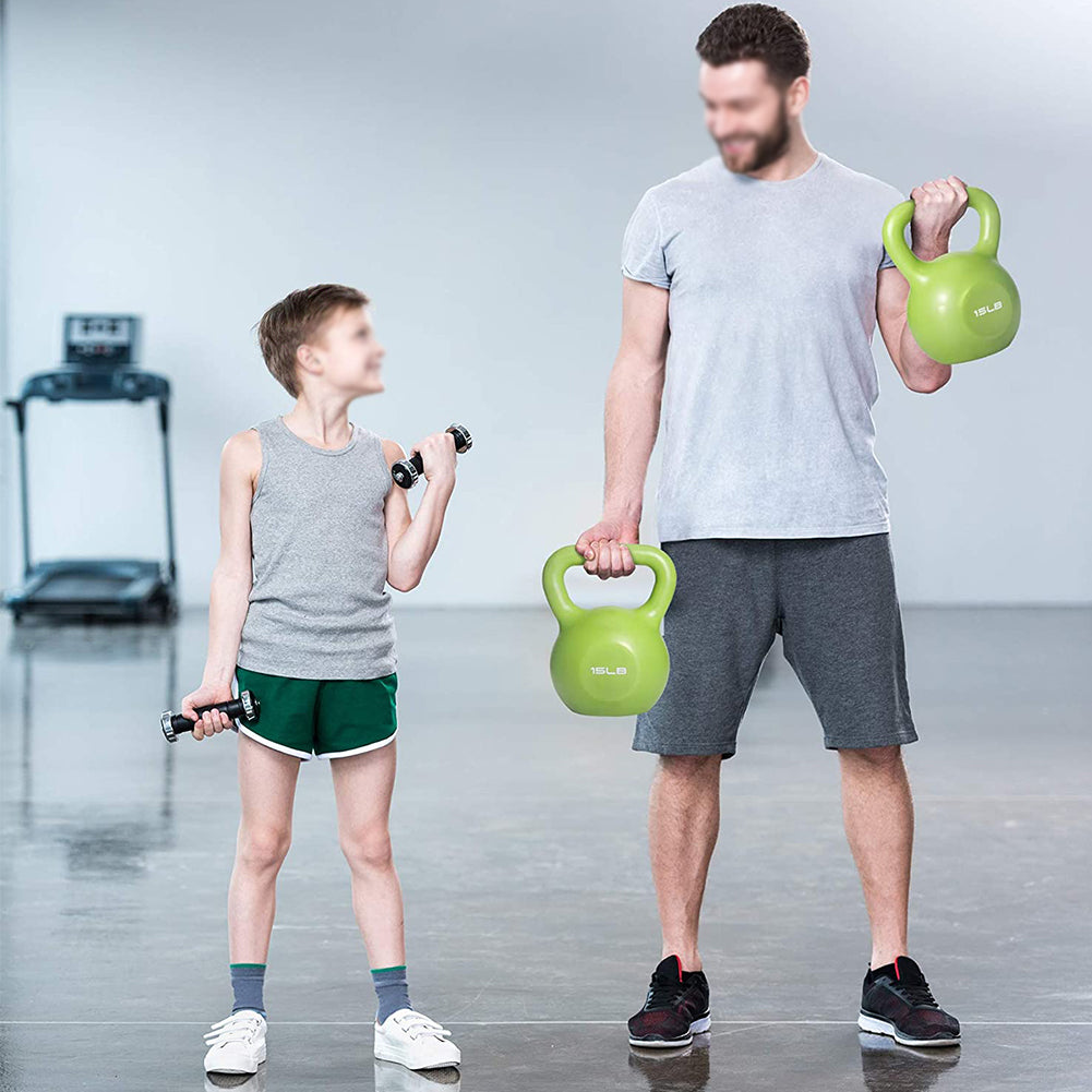 5lbs Vinyl-Coated Kettlebell Set – Strength Training Weights for Women with Comfortable Wide Handle