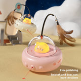 Smart Electric UFO Cat Teaser Toy with Bell & Replaceable Feather