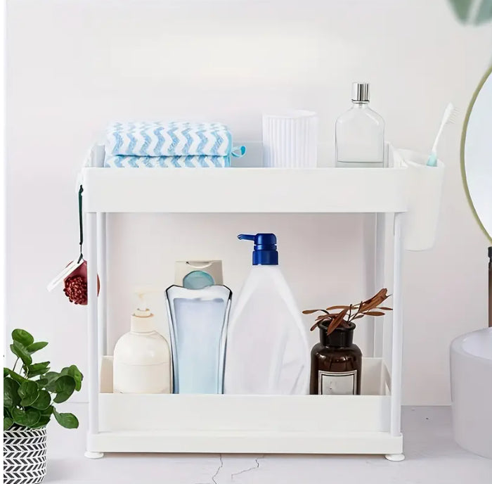 Double-Tier Sink Storage Rack with Drainage