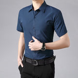 Men's Summer Slim Fit Wrinkle Resistant Short Sleeve Shirt